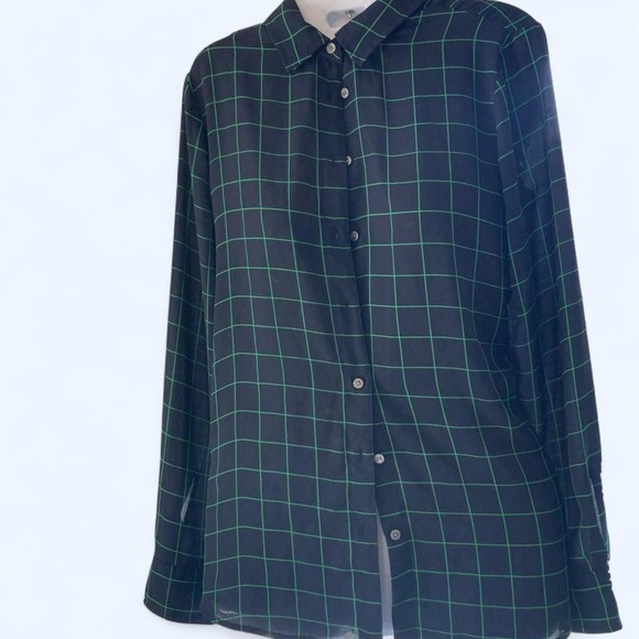 J. Crew Green and Navy Checkered Casual Button Down Shirt XS - Picture 1 of 3